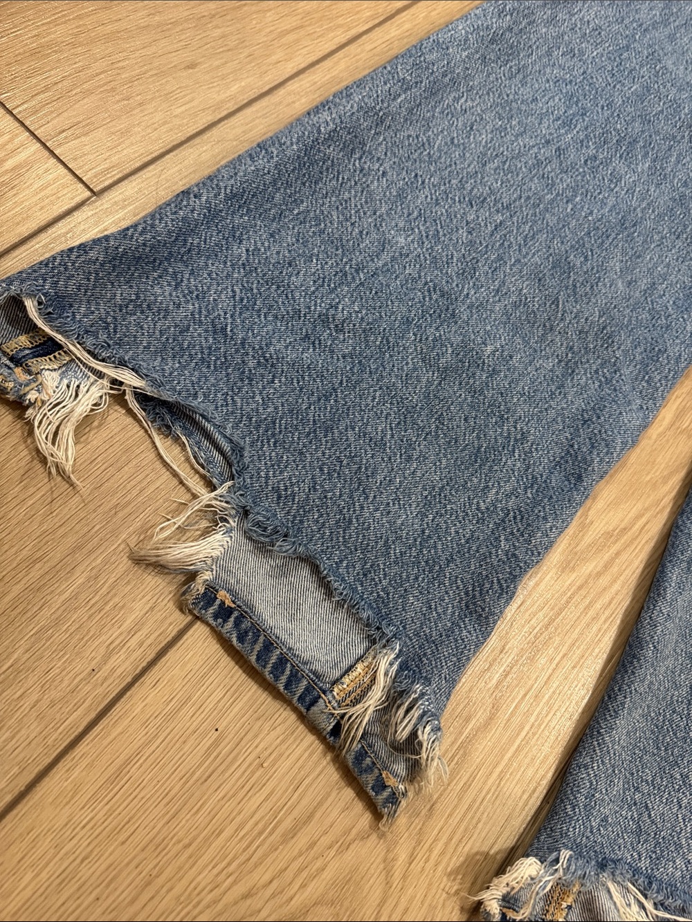 American Eagle Baggy Wide Leg Distressed Jeans Sz 0 Short Back to school Trendy - Picture 11 of 11